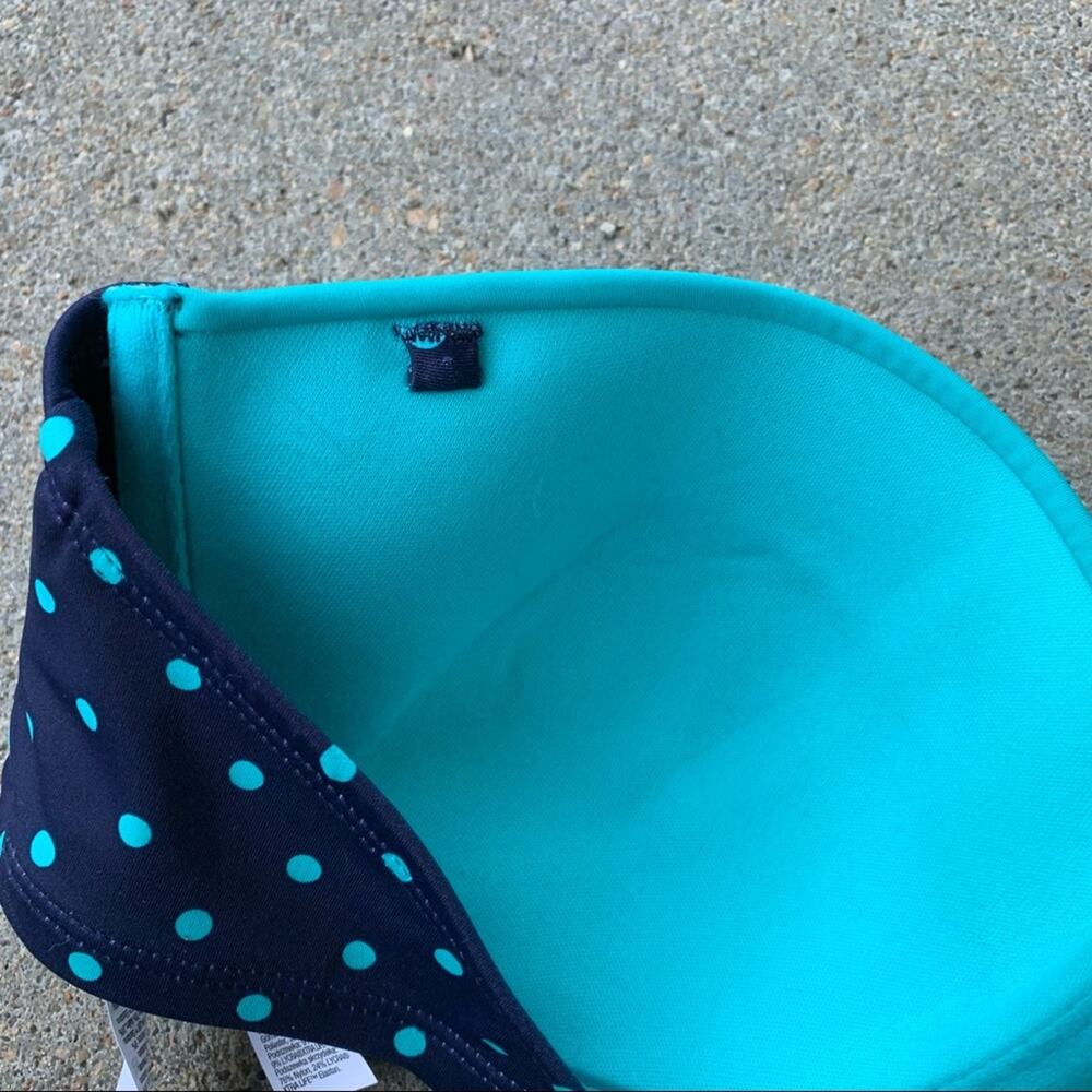 SPANX Polka Dot Bikini Top & Skirted Bottoms teal navy size 10 - Picture 6 of 10
